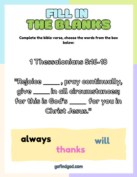 Affirmations from God Coloring - Fill in blanks 1 Thessalonians 5