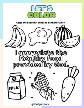 Affirmations from God Coloring - Gratitude for healthy food
