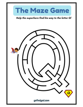 🦸‍♂️ Superhero Alphabet Maze Adventure – A-Z & Shapes Maze Worksheets!
