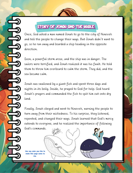 Bible Heroes Coloring Adventure - Jonah & the Whale Story and Activities