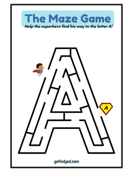 🦸‍♂️ Superhero Alphabet Maze Adventure – A-Z & Shapes Maze Worksheets!