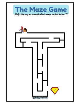 🦸‍♂️ Superhero Alphabet Maze Adventure – A-Z & Shapes Maze Worksheets!