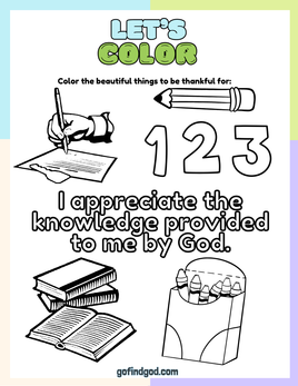 Affirmations from God Coloring - Gratitude for learning and knowledge
