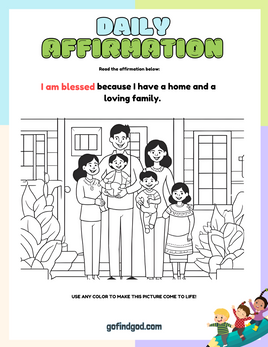 Affirmations from God: I am Blessed by family Coloring