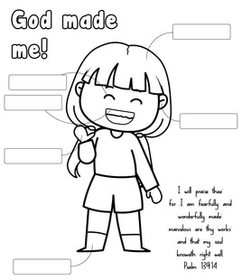 God made me labelling Coloring Psalm 19