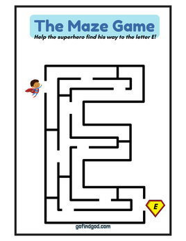 🦸‍♂️ Superhero Alphabet Maze Adventure – A-Z & Shapes Maze Worksheets!