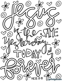 Bible Verse Coloring - Hebrews 13 8