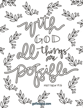 Bible Verse Coloring - Matthew 19 26