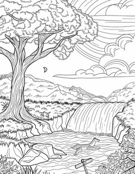 Bybelse_Waterval_en_Reënboog_Bybelkleursel