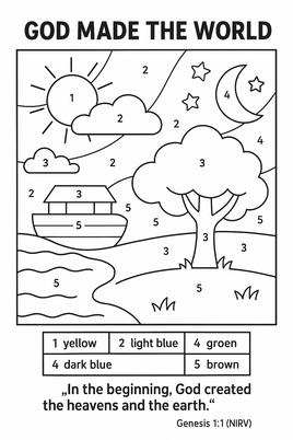 GFG Color By Number - God Made the World Genesis 1 1