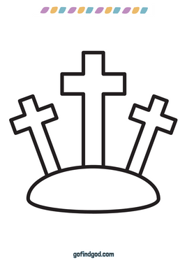 Inkleur - Kids Crosses On Hill Easter