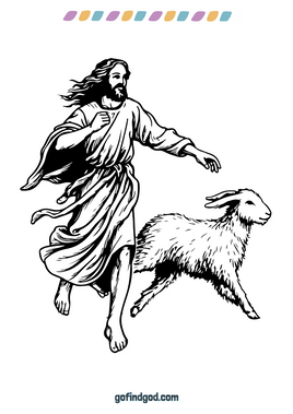 Paaskleur - Jesus en 'n skaap