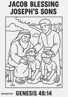 GFG Bible Book Coloring - GFG Coloring Set -Genesis 48 14