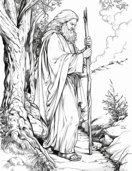 Moses met Staff Bible Coloring
