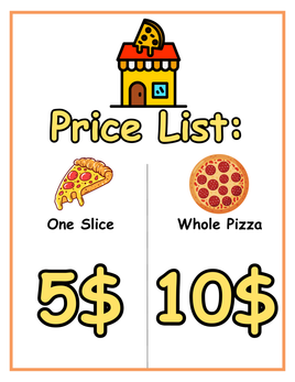 Role-Play - Pizza Shop Theme - Price List