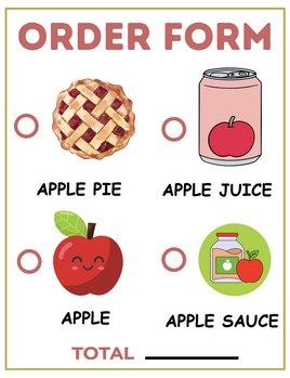 Role-Play - Apple Market Theme - Order Form